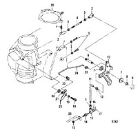 Дроссельная тяга 2-х тактного ПЛМ MERCURY 25 М Серийный номер от 0N055505 и выше